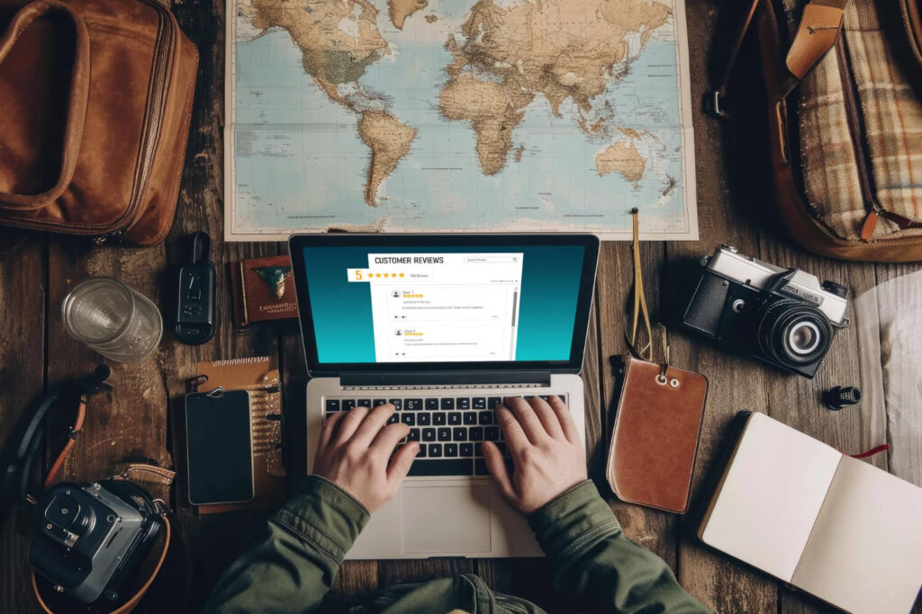 personne qui prend son billet d'avion sur internet
