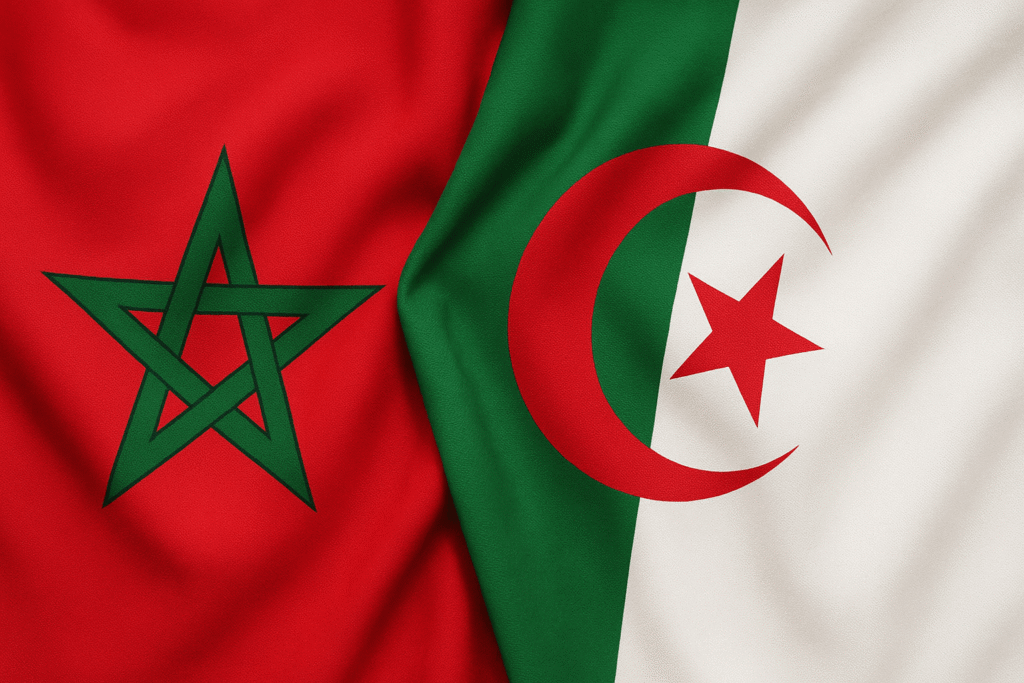 Mariage entre un(e) Marocain(e) et un(e) Algérien(ne) : démarches et enjeux 2 Drapeaux du Maroc et de l'Algérie entrelacés, symbolisant l'union d'un couple binational.