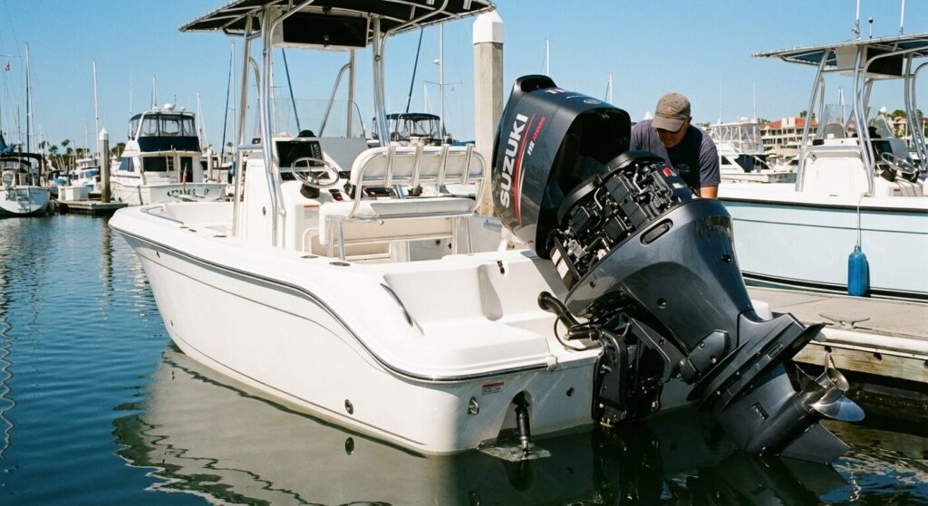 moteur hors-bord Suzuki sur un bateau