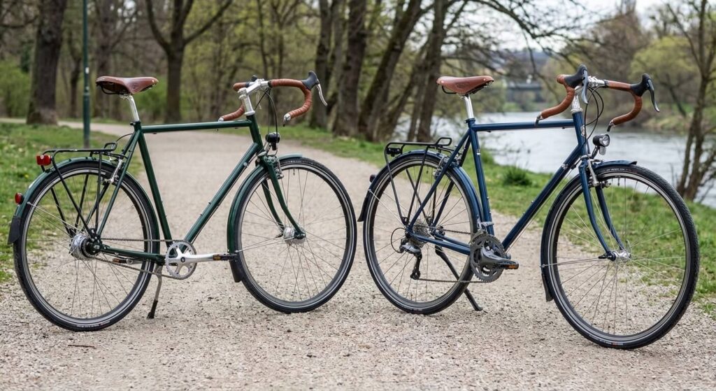 Comparatif entre deux vélos : T100 Nexus 8 et T100 Shimano Alivio côtes à côtes