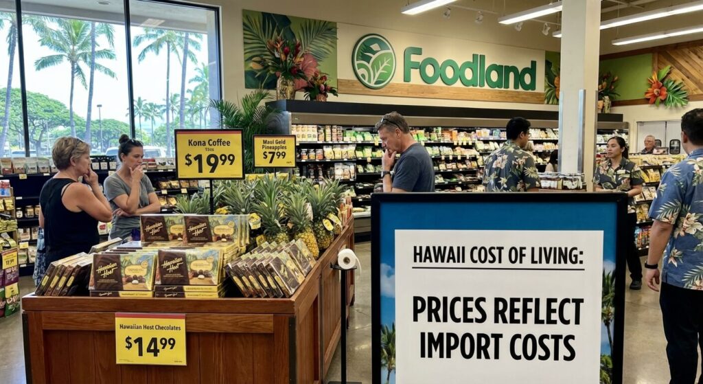 Rayon d'un supermarché à Hawaï illustrant le coût de la vie particulièrement élevé sur l'archipel