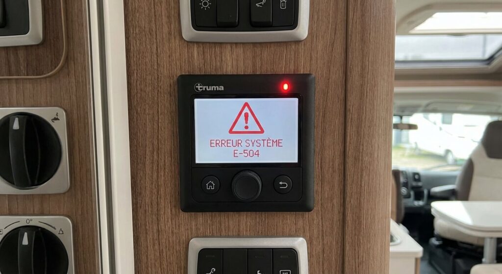 Chauffe eau truma voyant rouge : causes et solutions de dépannage 2 Panneau de commande numérique Truma affichant un voyant rouge d'erreur dans un camping-car