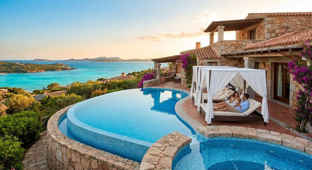 Boutique-hôtel de charme avec piscine à débordement sur la Costa Smeralda en Sardaigne pour un voyage de noces
