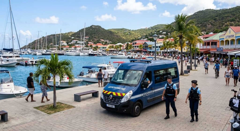 Saint martin : île dangereuse ou destination de rêve ? 2 Vue du front de mer à Marigot sous surveillance de la gendarmerie nationale.