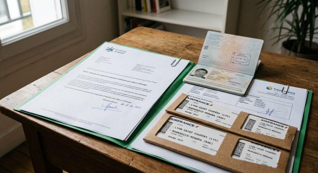 Documents de transport et justificatifs de séjour pour une suspension temporaire d'allocation.