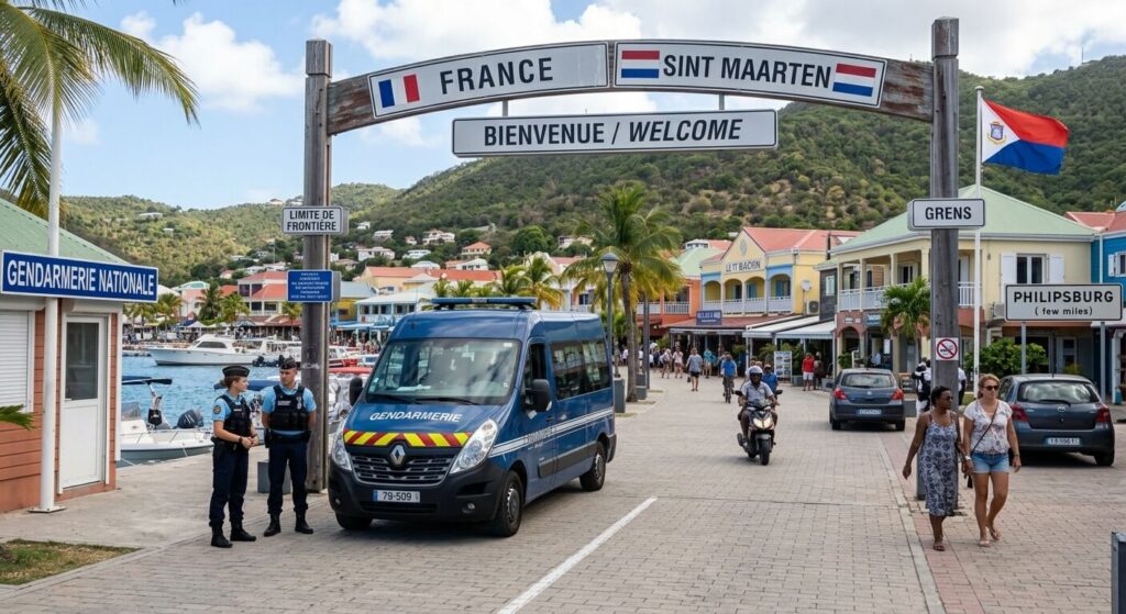 Saint martin : île dangereuse ou destination de rêve ? 3 Passage de la frontière entre la partie française et la partie néerlandaise de l'île.
