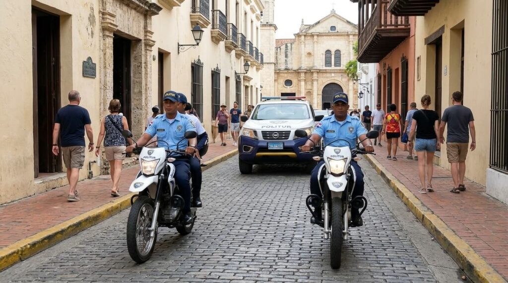 Saint-domingue est-elle une ville dangereuse pour les touristes ? 3 Patrouille de la police touristique (POLITUR) dans les rues de la Zone Coloniale.