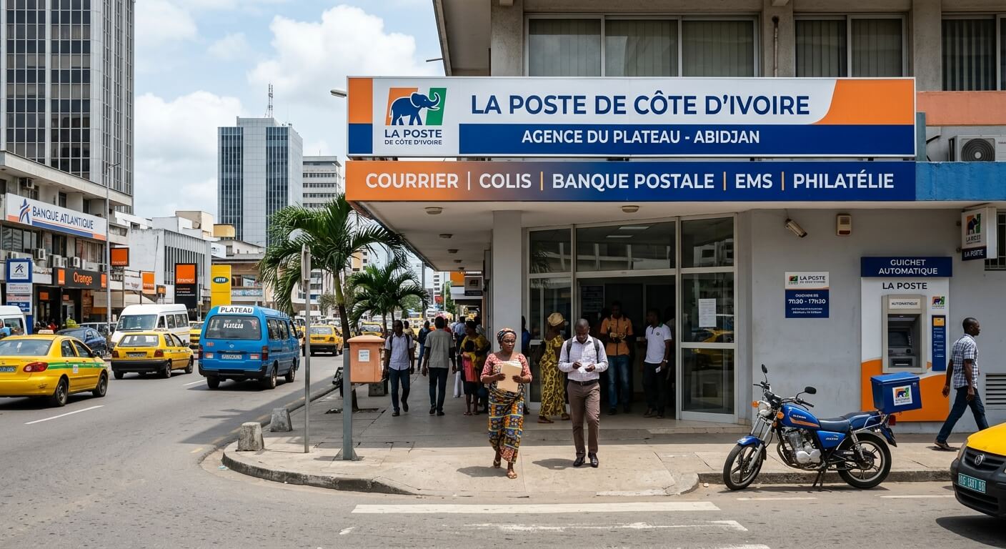 Une agence de la Poste de Côte d'Ivoire dans le quartier du Plateau à Abidjan.