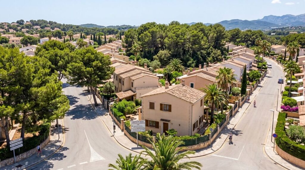 Nord de Palma district : quartiers et particularités 2 Rues résidentielles et zones arborées dans le district Nord de la ville de Palma.