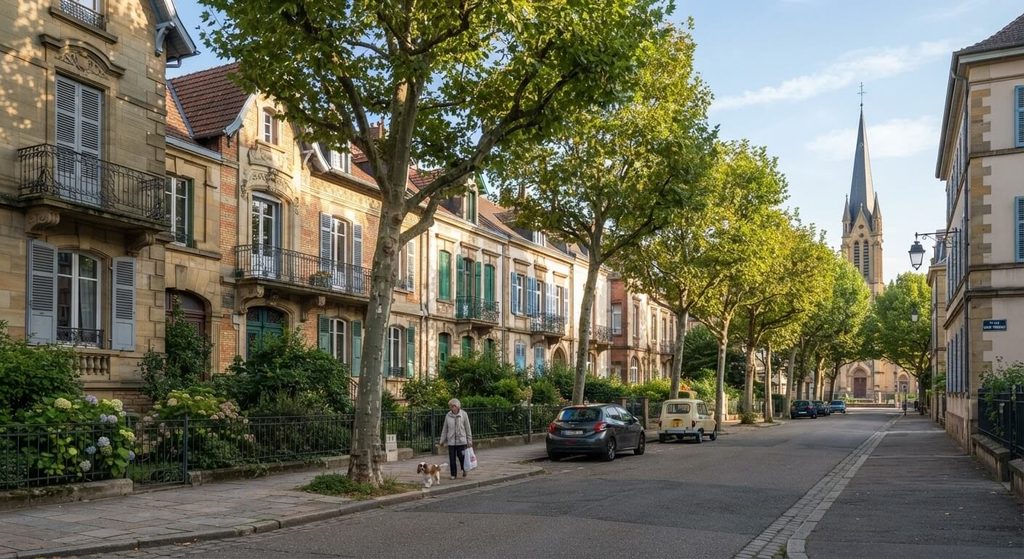Quartiers à éviter à Metz : sécurité, secteurs sensibles et zones calmes 4 Façades bourgeoises et ambiance résidentielle paisible du quartier Sainte-Thérèse à Metz.