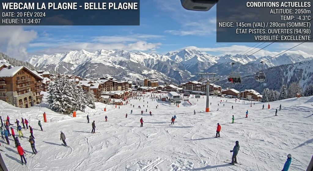 Calepin des montagnes : définition et origine du terme 4 Vue d'une webcam de station de ski affichant les conditions d'enneigement.