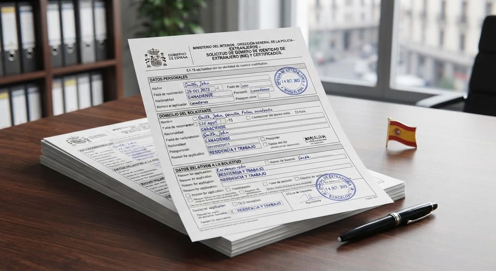 Tout plaquer et partir vivre en Espagne : le vrai bilan 3 Formulaire officiel de demande du numéro d'identification d'étranger (NIE) pour s'installer en Espagne.