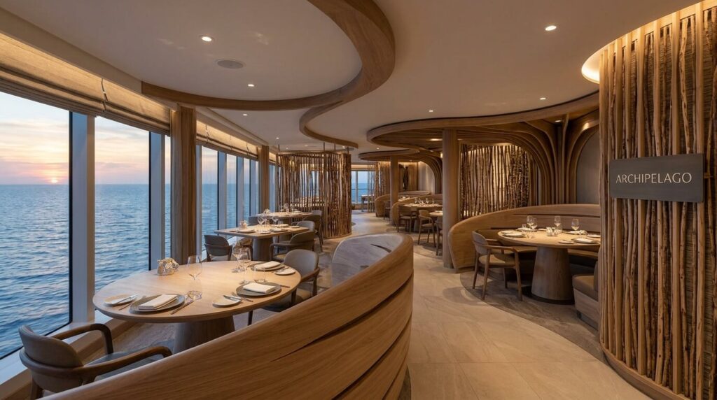 Quel restaurant choisir sur le Costa Smeralda ? 2 Salle contemporaine du restaurant Archipelago à bord du navire amiral Costa Smeralda.
