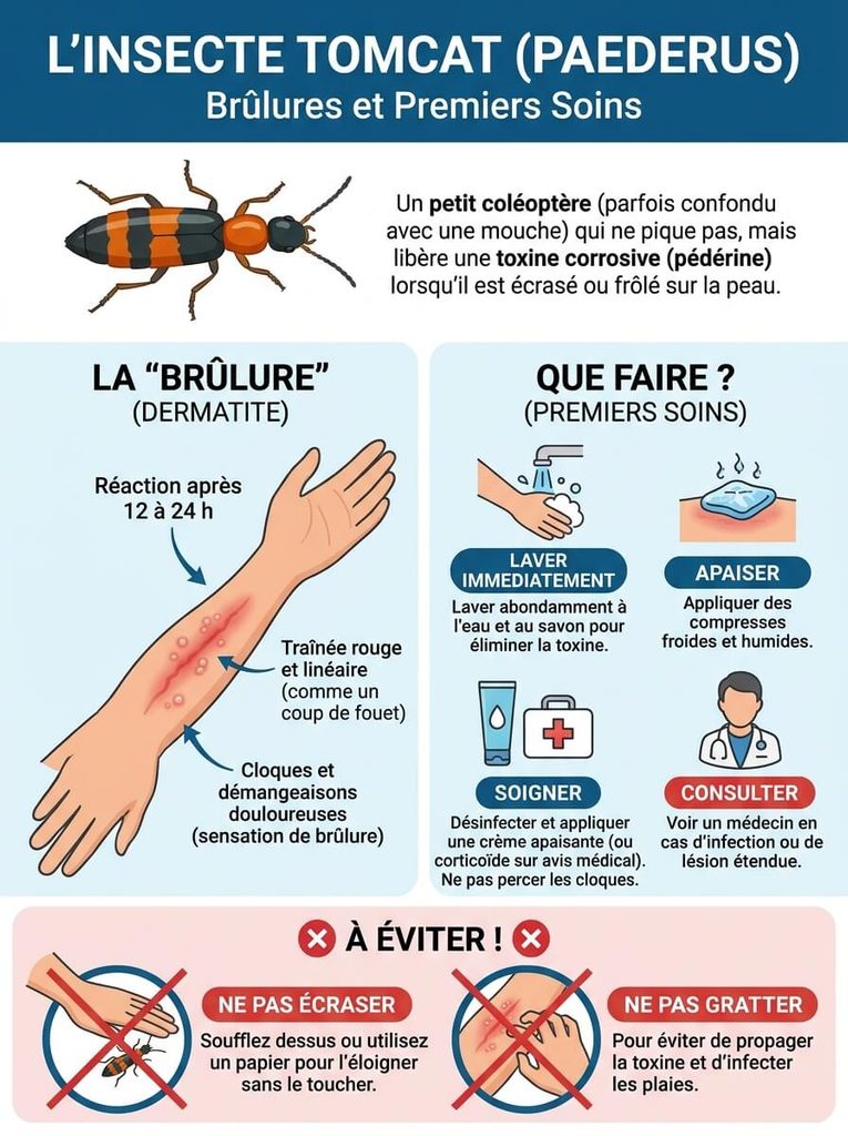 Tomcat insecte : piqûre de la mouche charognarde, brûlure et soins 3
